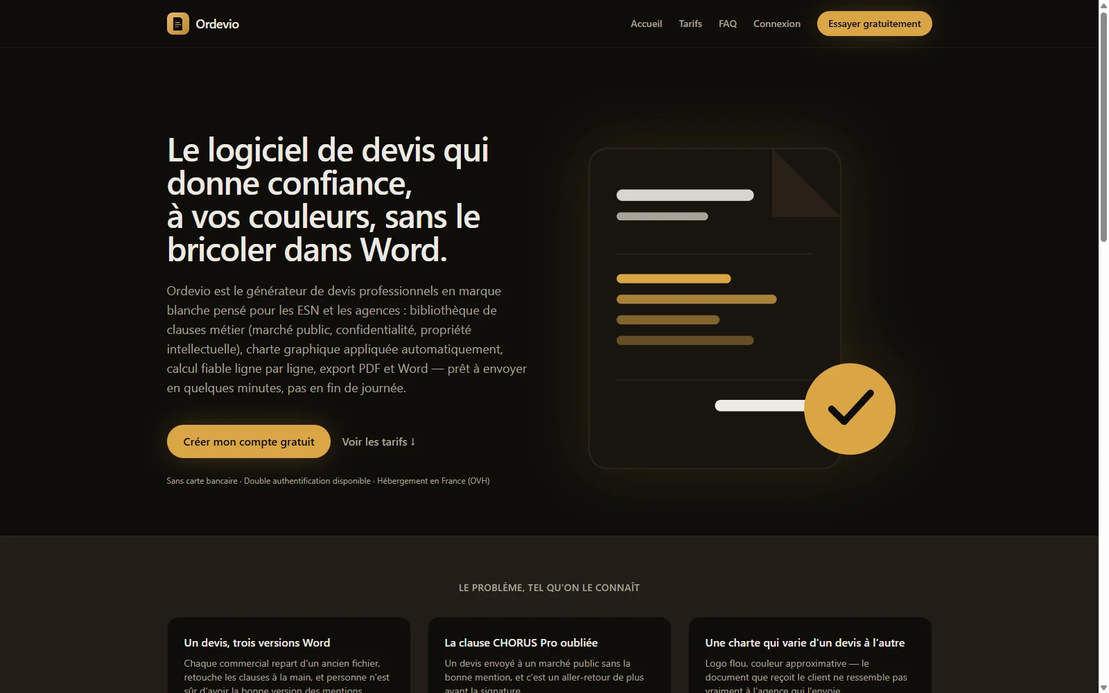 Capture d'écran du site Ordevio